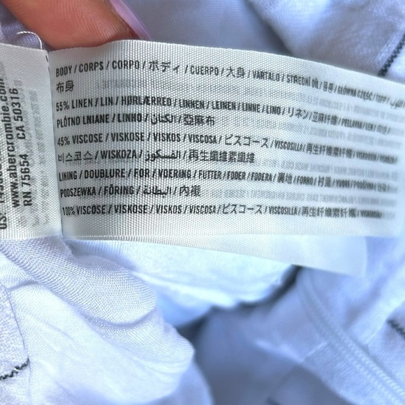 Abercrombie & Fitch Womens Medium Ultra High Rise Linen Blend Shorts White Black - Picture 12 of 13